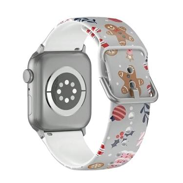 Imagem de 1 pulseira de relógio de substituição de silicone cinza respirável de Natal compatível com Apple Watch séries 11, 10, 9, 8, 7, 6, 5, 4, 3, 2 e 1, Ultra(42(S3)/44/45/46/46(S11) )/49)