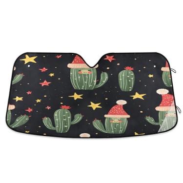 Imagem de SEHANY Pára-brisa de carro cacto planta verde para-sol dobrável janela frontal protetor de viseira solar para carro, SUV, caminhão - Mantenha o veículo fresco, 139 x 70 centímetros