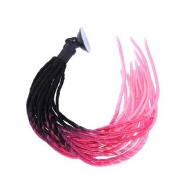 Imagem de Hihaha Decoração de capacete de rabo de cavalo tranças de rampa gradiente com ventosa para bicicleta motocicleta preto rosa vermelho rosa rosa material durável