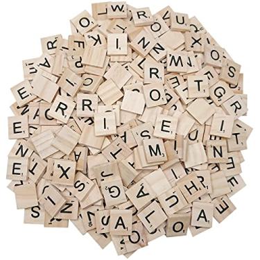 Imagem de 200 PCS Wood Scrabble Tiles DIY Wooden Scrabble Letters for Spelling Wood Tile Game