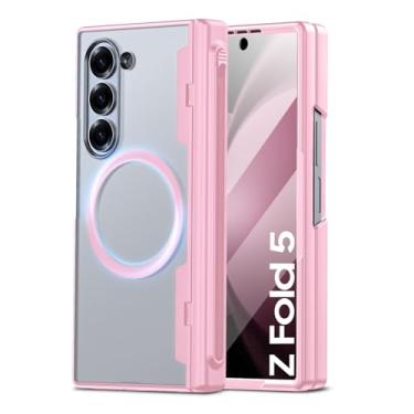 Imagem de Spugan Capa para Samsung Galaxy Z Fold 5 com suporte Mag-Safe e S Pen e capa de dobradiça e proteção de tela, capa de telefone translúcida fosca forte magnética flexível TPU à prova de choque para