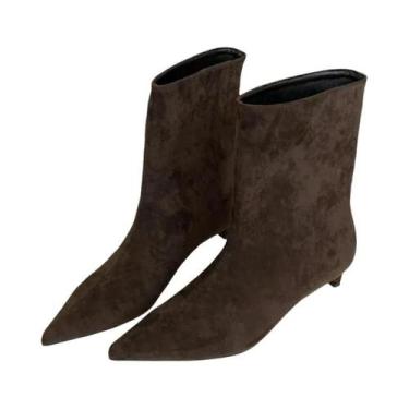 Imagem de Botas De Cano Curto Femininas De Moda Outono Com Bico Fino Vintage De 