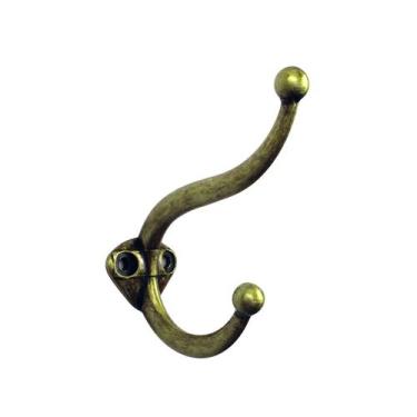 Imagem de Kit c/2 Ganchos Cabideiro Liso Duplo Metal para Pendurar e Parafusos -