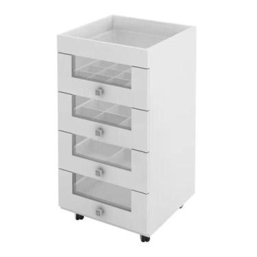 Imagem de Carrinho Organizador De Maquiagem 4 Gavetas Pe2009 Branco - QMOVI
