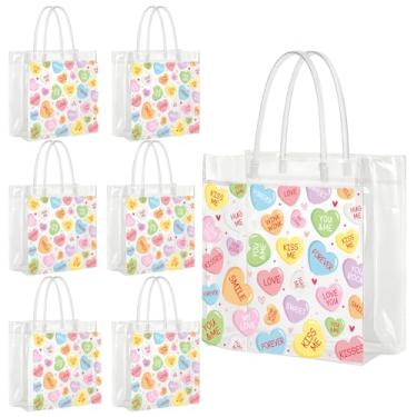 Imagem de Sacos de presente transparentes de Dia dos Namorados - 20 peças de sacolas de presente de PVC transparente para Dia dos Namorados com alça para conversação de corações para Dia dos Namorados, Dia de