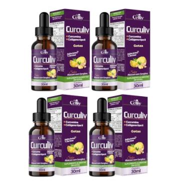 Imagem de Kit Com 04 - Curculiv (Cúrcuma e Colágeno Tipo II) Em Gotas 30ml Celliv