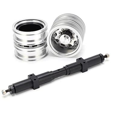 Imagem de aqxreight Eixo Traseiro de Metal Sem Motor Cubo de Roda Traseira de Metal para Caminhão Semi-reboque Tamiya 1/14 Trator 140mm Comprimento do Eixo Acabamento Perfeito Forte Pode a Liga de Bloqueio de