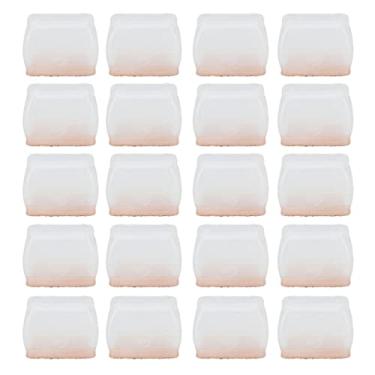 Imagem de QANYEGN Protetor de perna da cadeira de 20 pces, capa de borracha transparente da almofada da mobília de feltro, almofadas de feltro claras da mobília do retângulo para pisos de ma (Rectangular,