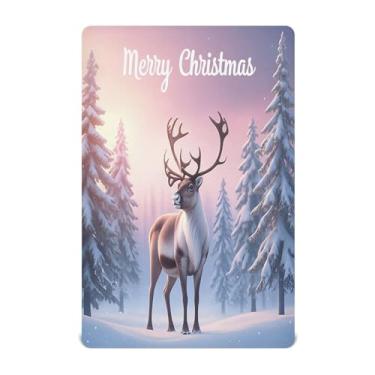 Imagem de Qilmy Lençóis de berço de alce natalino, macio, respirável, de microfibra, elástico, para meninos e meninas, miniberço, 99 cm x 68,5 cm, capa de colchão infantil portátil