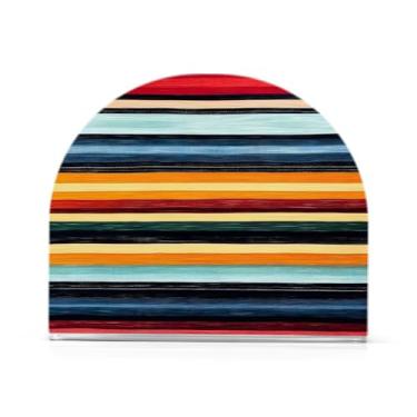 Imagem de JUZIHAI Serape Suporte de guardanapo listrado para mesa dispensador de guardanapo em pé de acrílico suporte de lenços de mesa independente para cozinha sala de jantar bar festa decoração de casa