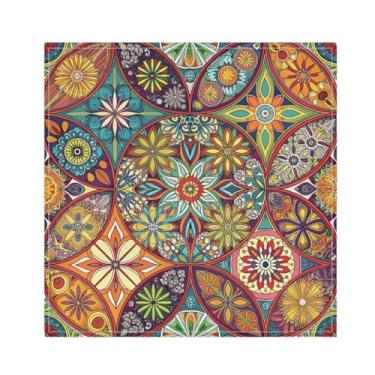 Imagem de Qilmy Conjunto De 4 Guardanapos Pano Boho Mandala, Reutilizáveis E Laváveis, Poliéster, Para Mesa Jantar, Família, Casamentos, Festas Decoração Casa, 50,8 X Cm