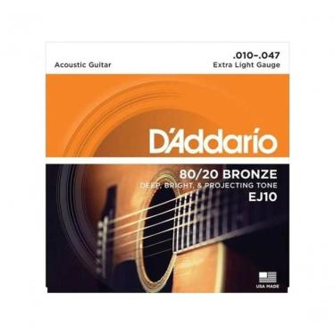 Imagem de Encordoamento Violão Aço 010-047 Ej10-b Addario Corda Extra