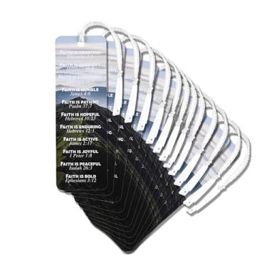 Imagem de Dicksons Marcador de livro com borla cristã inspiradora para livros, estudo bíblico, diários de 5 x 15 cm, cartolina Faith é pacote com 12