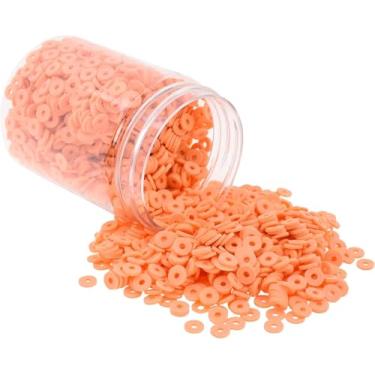 Imagem de Mandala Crafts Kit de contas de argila de polímero coral de 4 mm para pulseiras da amizade - 6000 contas corais Heishi contas de disco para fazer joias espaçadores redondos - contas planas para fazer