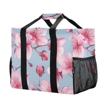 Imagem de ODAWA Flor de cerejeira grande bolsa de praia de lona para academia e natação, bolsa de lona de grande capacidade para compras, Flores de cerejeira, One Size