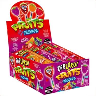 Imagem de Pirulito Neon de Futas DipLoko Palito que Brilha no Escuro - Danilla foods