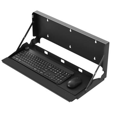 Imagem de Bandeja de teclado dobrável para montagem na parede - Suporte de teclado de 61 cm, bandeja de plataforma de digitação, mouse pad e almofada de pulso incluídos, comporta até 10 kg, preto