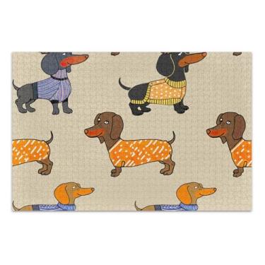 Imagem de Quebra-cabeça de cachorro fofo Dachshunds colorido para adultos, 500 peças, presentes de elefantes brancos, quebra-cabeça exclusivo para adultos, brinquedo artístico, 51 x 35 cm