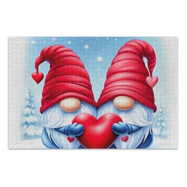 Imagem de Quebra-cabeça de gnomos fofos para adultos, 1000 peças, pintura de arte floral, brinquedo adulto divertido, presente de elefantes brancos, 75 x 40 cm