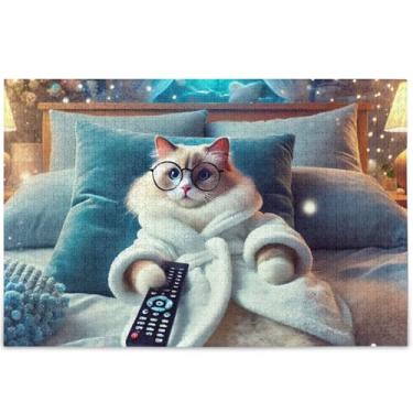 Imagem de Quebra-cabeças fofos de gato Ragdoll 500 peças para adultos paisagem arte animal arte quebra-cabeças rígidos presentes para amantes, quebra-cabeça para família, 52 cm x 37,8 cm