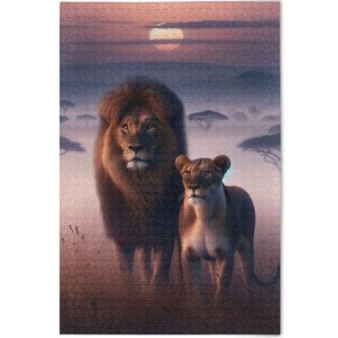 Imagem de Quebra-cabeças cênicos animais africanos leão, 500 peças, adultos, brinquedo, arte, diversão, família, quebra-cabeça, personalizado, jogo técnico, presentes, 52 x 37,8 cm