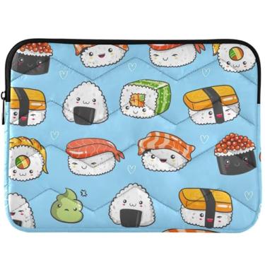 Imagem de Salmon Kawaii Sushi Azul Puffy Capa para Notebook Capa Protetora para Laptop Premium Capa Universal 13 Polegadas Laptop 14 Polegadas
