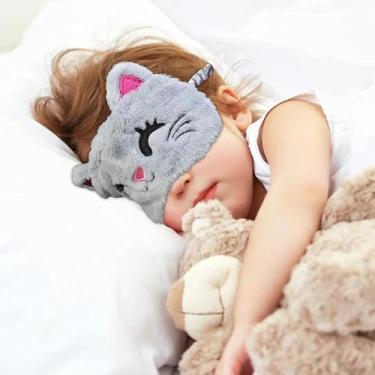 Imagem de 1 peça linda máscara de dormir em forma de gato, máscara noturna com bloqueio de luz, adesivos macios para os olhos, adequada para viagens e cochilos