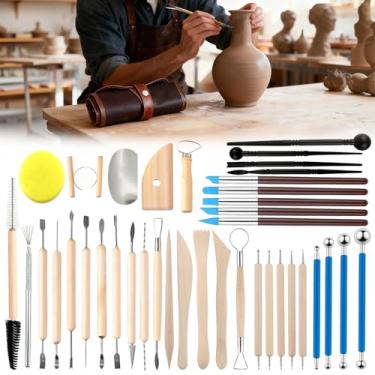 Imagem de Professional Clay Sculpting Tools Kit: 39Pcs Polymer Clay Set for Stippling Carving Molding Shaping in Studio for Ceramic Artists