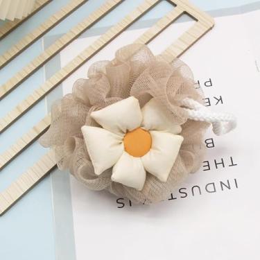 Imagem de 【6 cores para escolher】 Flor de banho macia, super macia e amiga da pele, esfregão de banho de espuma densa, incluindo amarelo, roxo, bege, café, cinza e laranja (café)
