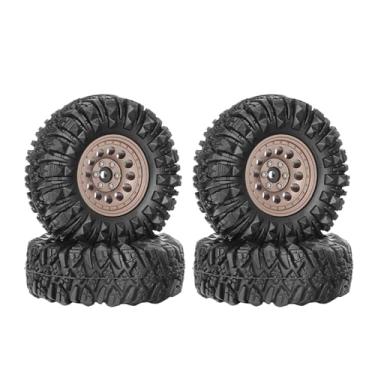 Imagem de WONFAST 4PCS 1.3" Aluminum Alloy Beadlock Wheel Rims All-Terrain Tyre 70mm Rubber Tires Set with 5mm & 7mm Hex for 1/12 1/14 1/18 1/24 RC Rock Crawler Car Upgrade Parts (B-Brown)