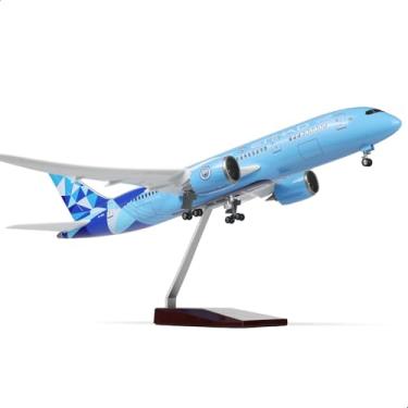 Imagem de QIYUMOKE 1/130 Large Scale Compatible for Etihad 787 Airplane Model with Stand (17-inch L) for Boeing 787 Resin Airplane Model for Adult Aviation Souvenir Plane Gift, Home or Office Desktop Decor