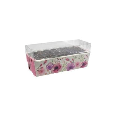 Imagem de Caixa de bolo com tampa forneável flowers c/10 un ideia - IDEIA EMBALA