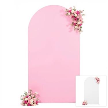 Imagem de Capa de arco rosa branca de 1,8 m com elástico e elastano para chá de bebê, meninas, festa de aniversário, chá de noiva, balão, suporte de arco, decoração de banquete, foto de fundo