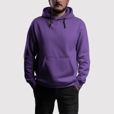 Imagem de Moletom Unissex Moleton Canguru Blusas de Frio Casaco Fechado Liso Sem Estampa Use Miron Roxo-Unissex