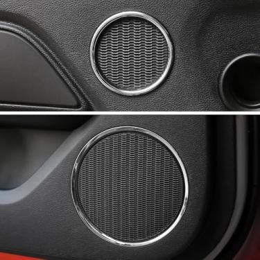 Imagem de Hoolcar Adesivo de buzina de carro para porta interior compatível com acessórios Ford Mustang 2015-2024, cromado