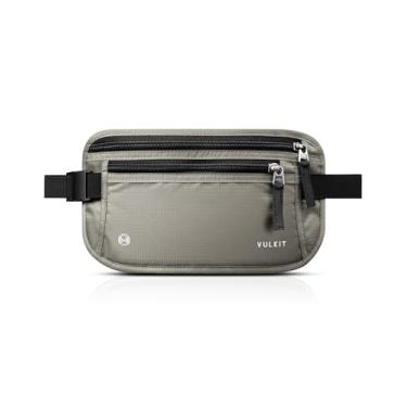 Imagem de VULKIT Cinto de dinheiro para viagem, suporte oculto para passaporte, carteira de viagem antifurto sob as roupas, bolsa de cintura com bloqueio de RFID, pochete disfarçada, Cinza frio