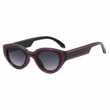 Imagem de Óculos de Sol Femininos Candy Color Gradient Cat Eye UV400 para Esportes ao Ar Livre, Corrida e Ciclismo, Preto, Vermelho e Cinza
