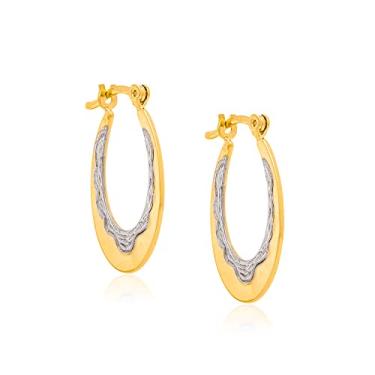 Imagem de Rommanel Brinco Meia Argola Banhado a Ouro 18k, Aço Inoxidável, Dourado, Médio