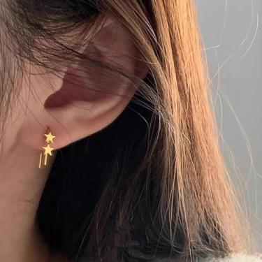 Imagem de Brincos de estrela minimalistas para mulheres, banhados a ouro, brincos de argola com gancho e gancho, hipoalergênicos, pequenos, joias, Small, Cobre, Sem pedra preciosa