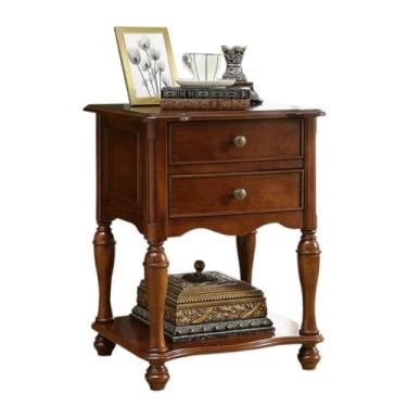 Imagem de Mesa de cabeceira retrô, mesa de centro com gavetas, sala de estar, sofá, mesa lateral adequada para quartos e cafés, mesa pequena