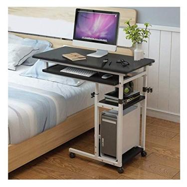 Imagem de U5GAAALPPQ9 Mesa de colo ajustável para casa suporte portátil para computador portátil mesa móvel carrinho bandeja mesa de canto mesa de centro para sala de estar quarto (cor: madeira) (preto)