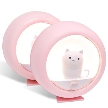 Imagem de Attivolife Luz noturna com sensor de movimento recarregável para gatos, luzes noturnas magnéticas com brilho ajustável, bastão de LED branco quente em qualquer lugar, lâmpada de gato para parede