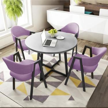 Imagem de Conjunto de mesa e cadeira de clube de recepção de escritório, mesa de negociação, mesa de centro com cadeira, pequenas mesas de conferência, conjunto de mesa de jantar para 4 (cor: 8, tamanho: 31,4