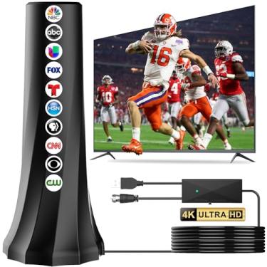 Imagem de Antena de TV 2025, antena de TV digital para canais locais, antenas para Smart TV 1000+ milhas de longo alcance, amplificador de sinal de 360° - antena HD suporta 4K 8K, TVs 1080p - cabo coaxial de