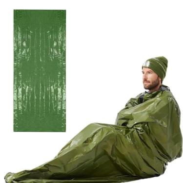 Imagem de Saco de dormir de emergência, cobertor de emergência portátil, saco térmico, equipamento de sobrevivência leve à prova d'água (verde)