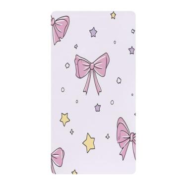 Imagem de Blueangle Lençol de berço padrão para berço infantil - Lençóis de algodão macio e respirável com laços kawaii (639)