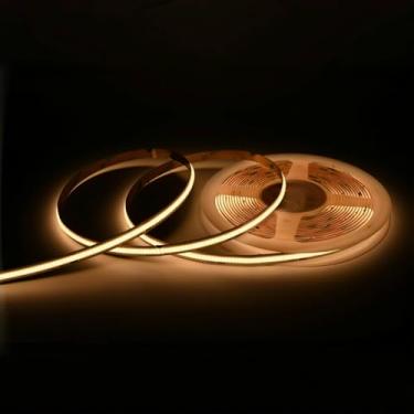 Imagem de Cinlitek Fita de luzes LED COB DC24V, fita de luz de ultra alta densidade de 5 m, 480LED/m, 320+LM/FT, iluminação LED regulável de 8 mm de largura para decoração de cozinha e uso comercial (sem fonte