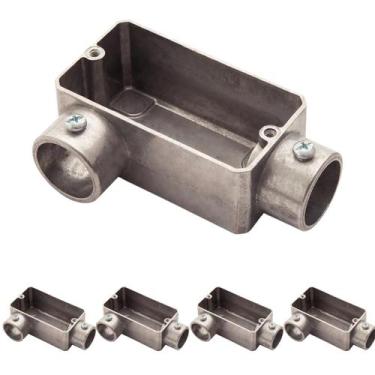 Imagem de 5 Condulete Tipo Lr Em Alumínio Sem Rosca 2 Polegada Sieg Prateado