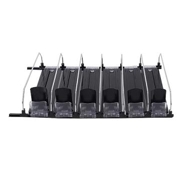 Imagem de Empurrador de bebidas automático, largura deslizante ajustável, operação simples, economia de espaço de trabalho, organizador preto de lata auto-empurrante para prateleiras de (38cm)