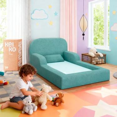 Imagem de Cama Montessoriana Solteiro Encanto Espuma Verde Água Keiko - Keiko Co